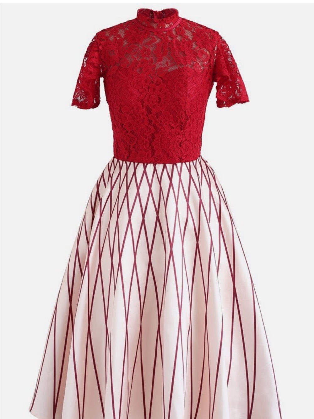 Chicwish Discontinued Cute Red Beyond Fancy Lace Prom Dress